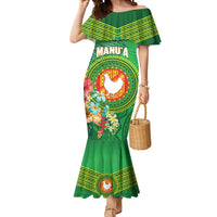 Personalized Manu'a Cession Day Mermaid Dress Tropical Flowers With Polynesian Pattern