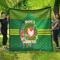 Personalized Manu'a Cession Day Quilt Tropical Flowers With Polynesian Pattern