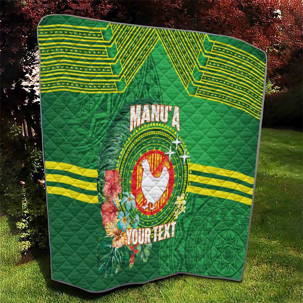 Personalized Manu'a Cession Day Quilt Tropical Flowers With Polynesian Pattern