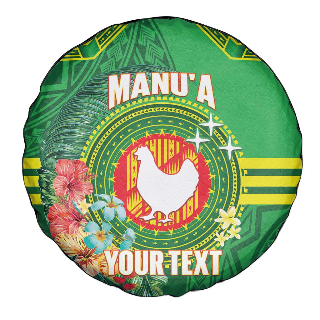 Personalized Manu'a Cession Day Spare Tire Cover Tropical Flowers With Polynesian Pattern