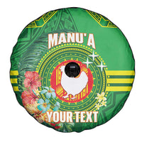 Personalized Manu'a Cession Day Spare Tire Cover Tropical Flowers With Polynesian Pattern