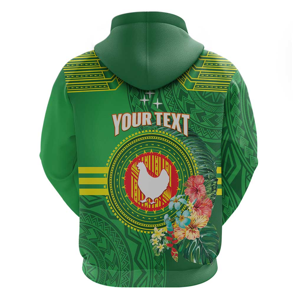 Personalized Manu'a Cession Day Zip Hoodie Tropical Flowers With Polynesian Pattern