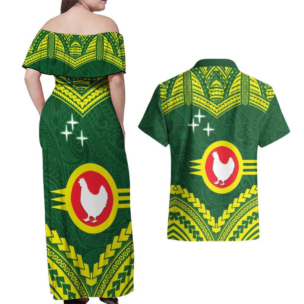 Manu'a Flag Day Couples Matching Off Shoulder Maxi Dress and Hawaiian Shirt Polynesian Pattern National Color Proud LT14 - Polynesian Pride