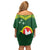 Manu'a Flag Day Family Matching Off Shoulder Short Dress and Hawaiian Shirt Polynesian Pattern National Color Proud