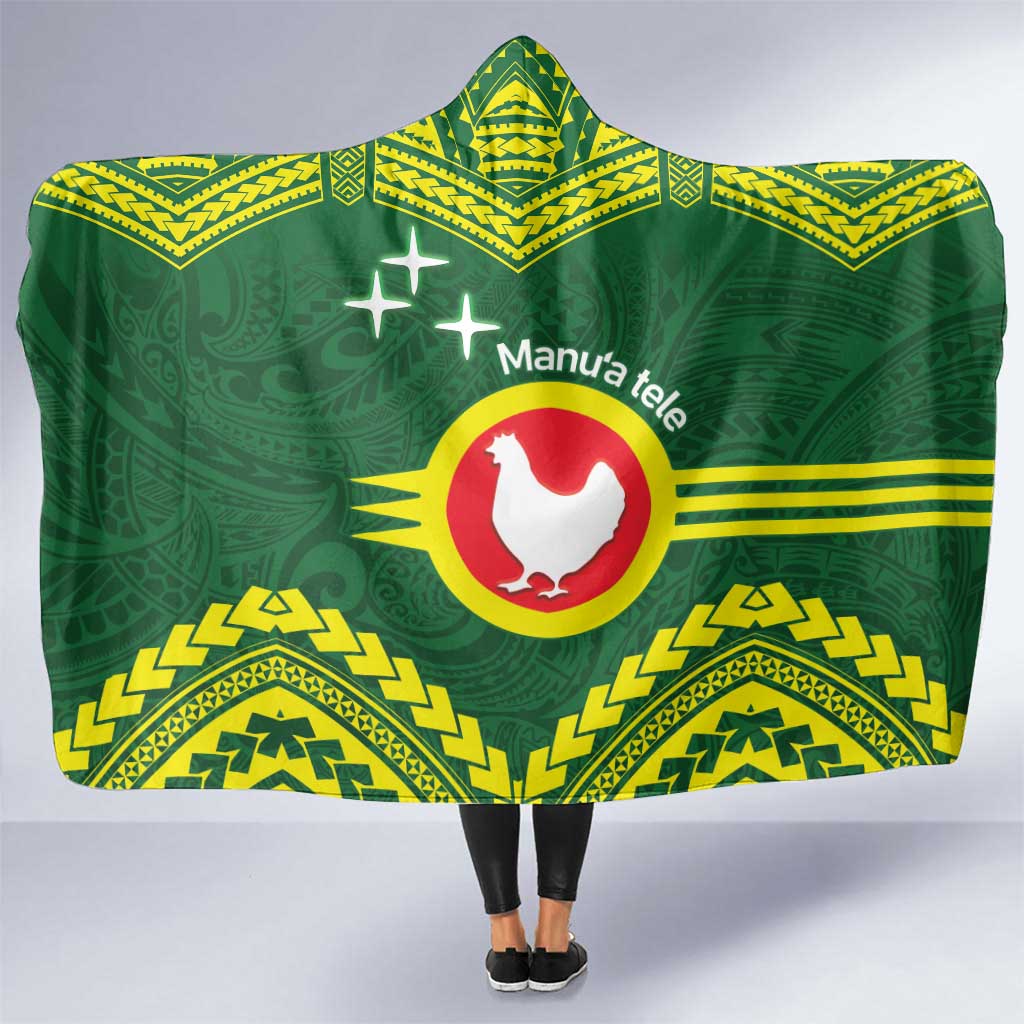 Manu'a Flag Day Hooded Blanket Polynesian Pattern National Color Proud