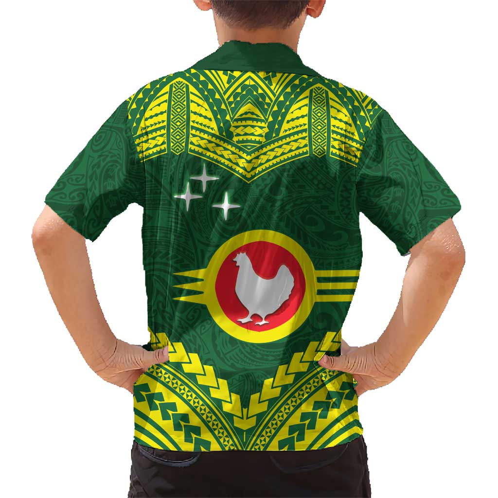 Manu'a Flag Day Kid Hawaiian Shirt Polynesian Pattern National Color Proud