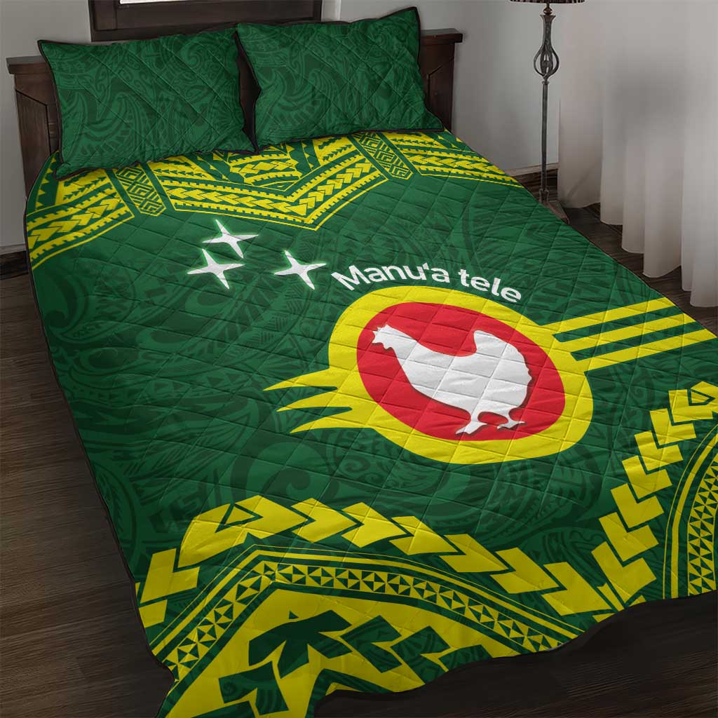Manu'a Flag Day Quilt Bed Set Polynesian Pattern National Color Proud LT14 Green - Polynesian Pride
