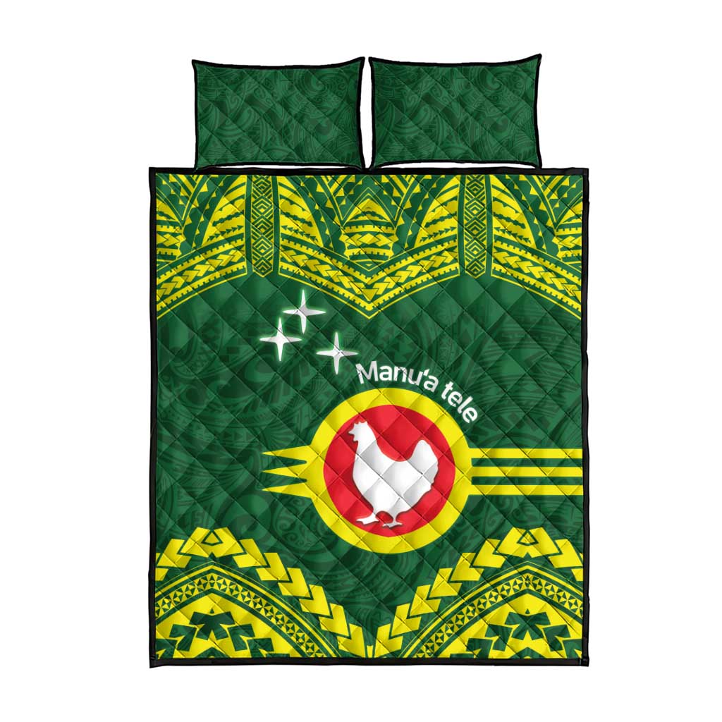 Manu'a Flag Day Quilt Bed Set Polynesian Pattern National Color Proud