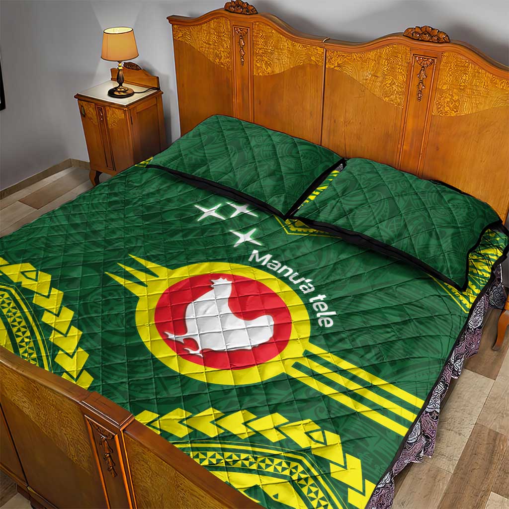 Manu'a Flag Day Quilt Bed Set Polynesian Pattern National Color Proud