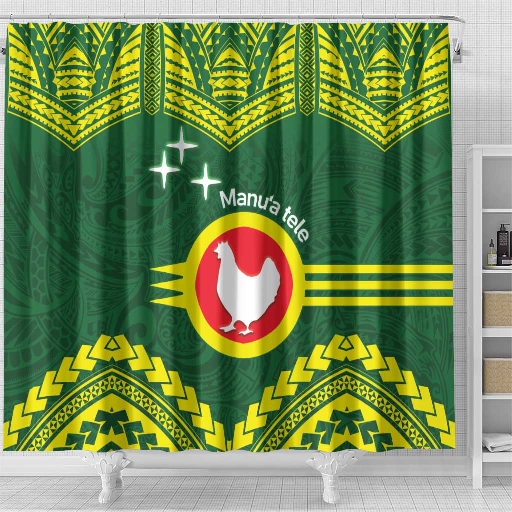 Manu'a Flag Day Shower Curtain Polynesian Pattern National Color Proud