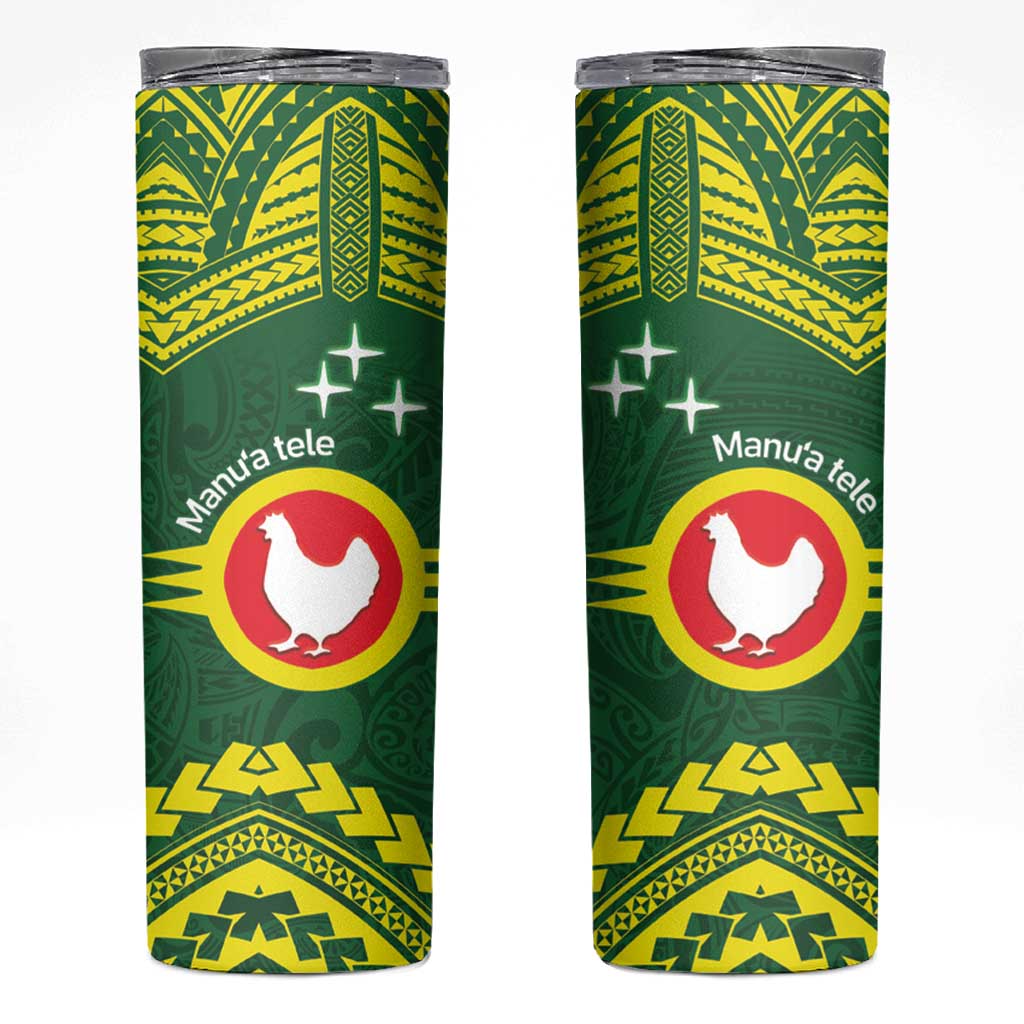 Manu'a Flag Day Skinny Tumbler Polynesian Pattern National Color Proud LT14 Green - Polynesian Pride