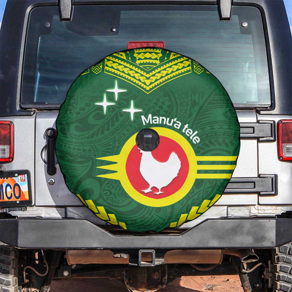 Manu'a Flag Day Spare Tire Cover Polynesian Pattern National Color Proud LT14 Green - Polynesian Pride