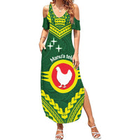Manu'a Flag Day Summer Maxi Dress Polynesian Pattern National Color Proud