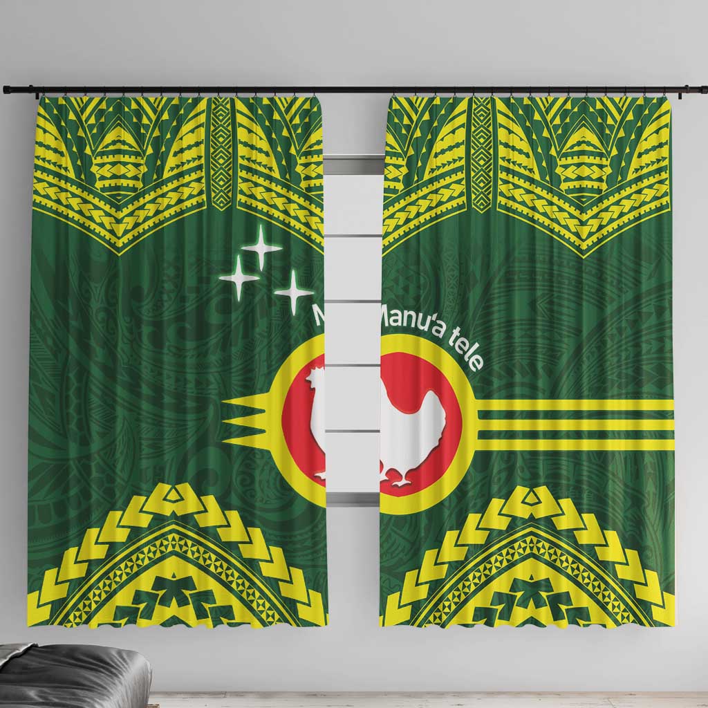 Manu'a Flag Day Window Curtain Polynesian Pattern National Color Proud LT14 With Hooks Green - Polynesian Pride