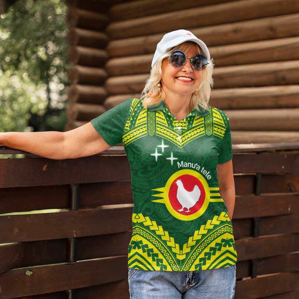 Manu'a Flag Day Women Polo Shirt Polynesian Pattern National Color Proud