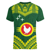 Manu'a Flag Day Women V-Neck T-Shirt Polynesian Pattern National Color Proud