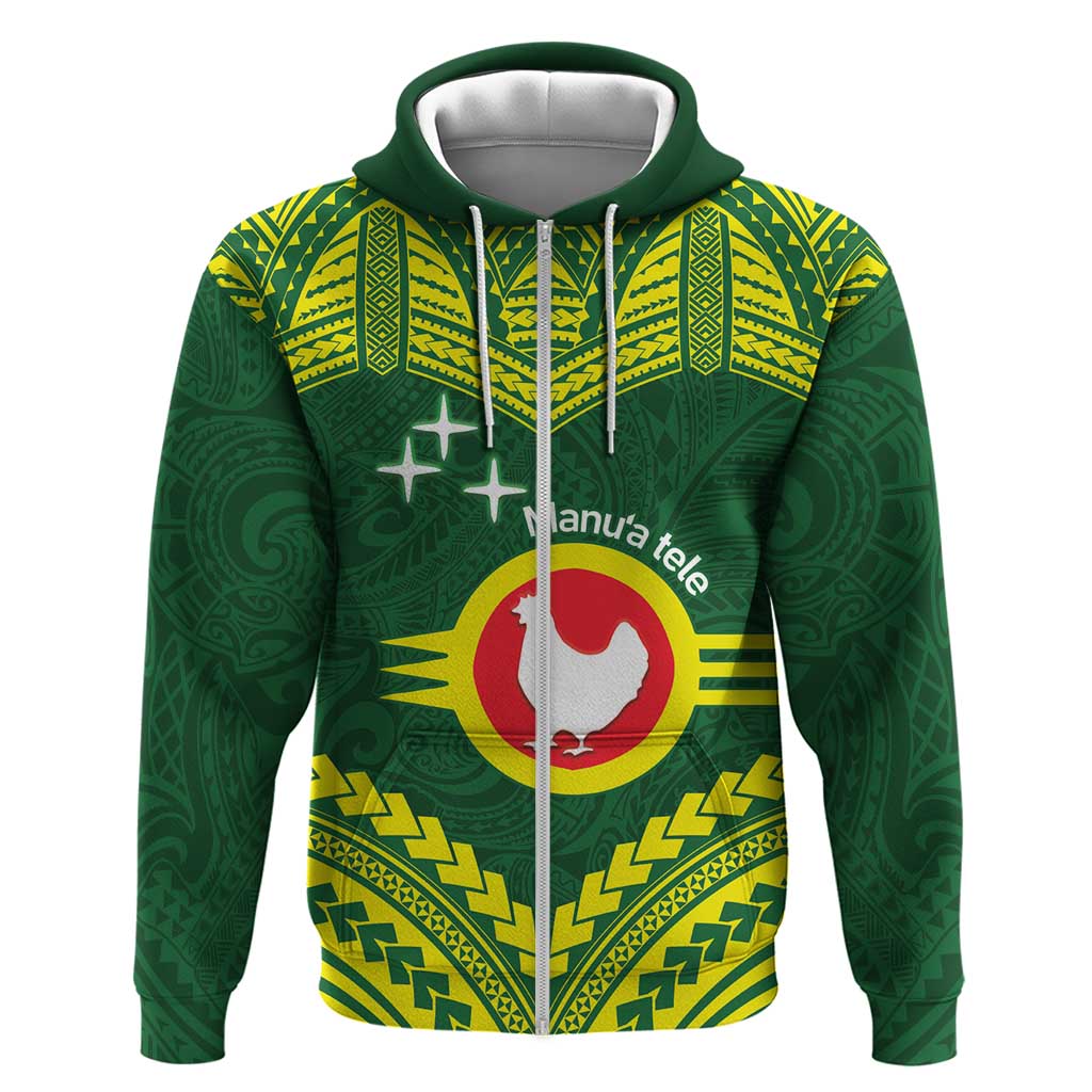 Manu'a Flag Day Zip Hoodie Polynesian Pattern National Color Proud LT14 Zip Hoodie Green - Polynesian Pride