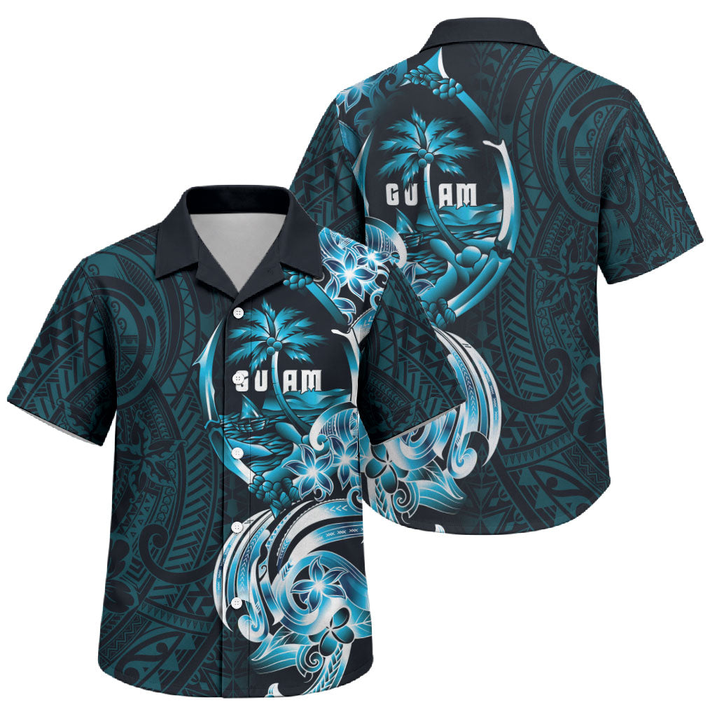 Asut Guam Chamorro Family Matching Summer Maxi Dress and Hawaiian Shirt Guahan Seal Tattoo LT14 Son's Shirt Blue - Polynesian Pride
