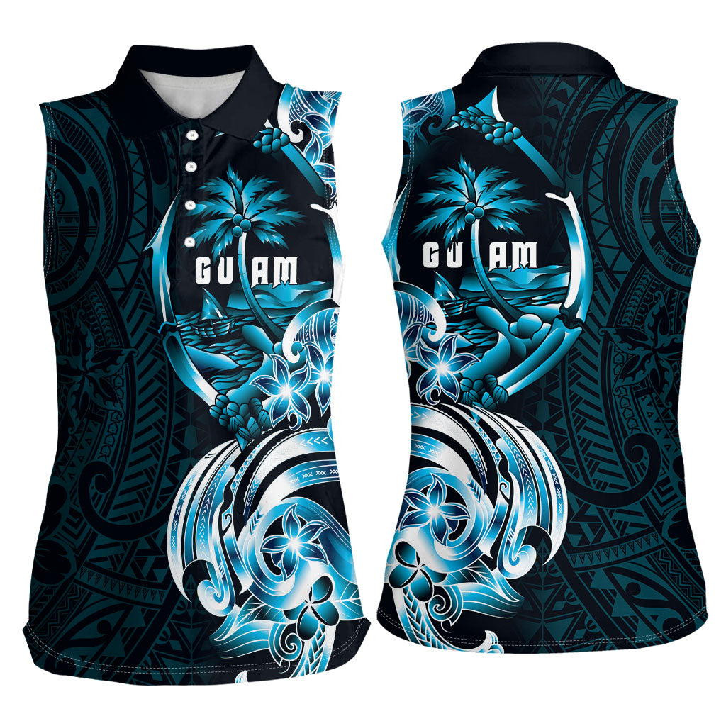 Asut Guam Chamorro Women Sleeveless Polo Shirt Guahan Seal Tattoo LT14 - Polynesian Pride