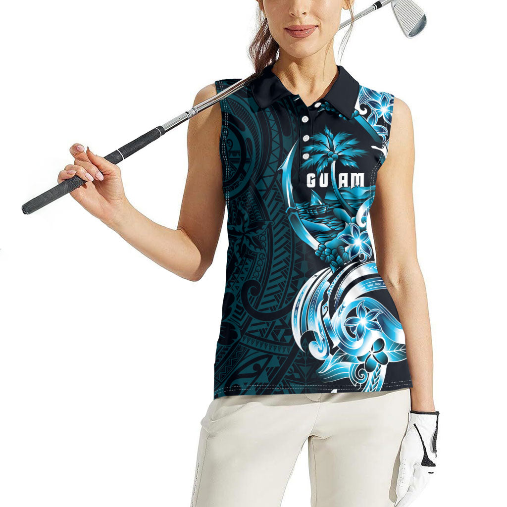 Asut Guam Chamorro Women Sleeveless Polo Shirt Guahan Seal Tattoo LT14 - Polynesian Pride