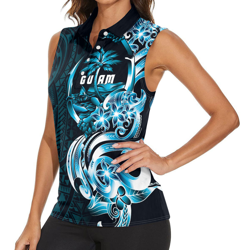 Asut Guam Chamorro Women Sleeveless Polo Shirt Guahan Seal Tattoo LT14 - Polynesian Pride