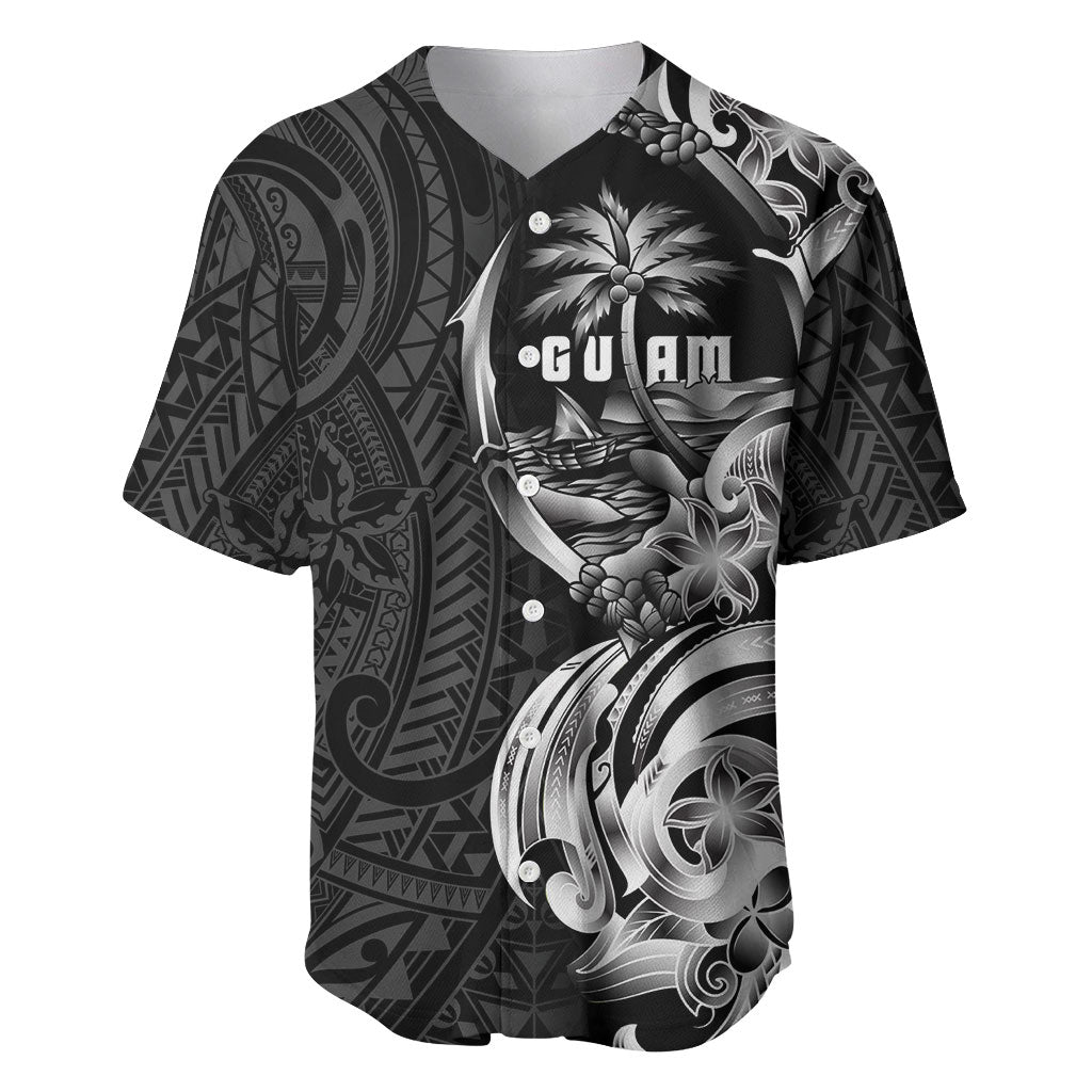 Attelong Guam Chamorro Baseball Jersey Guahan Seal Tattoo LT14 Black - Polynesian Pride