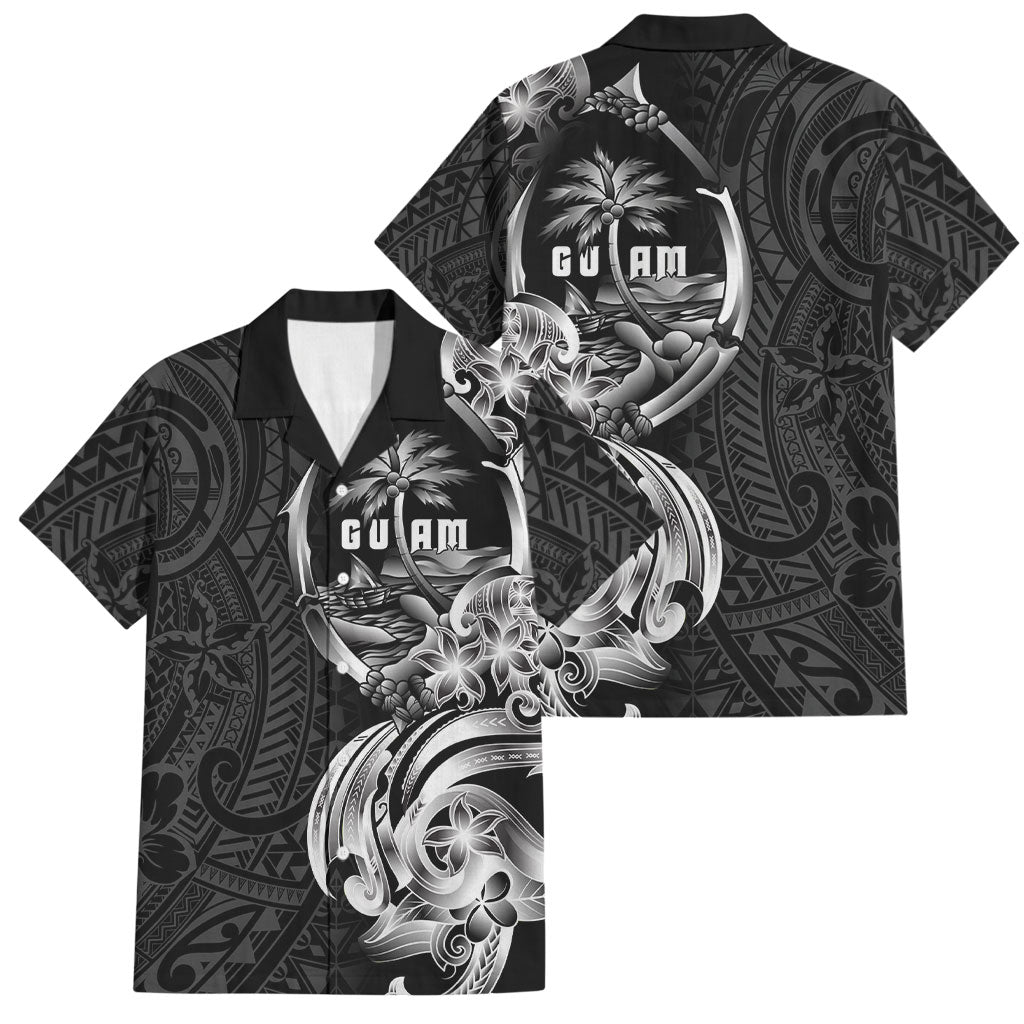 Attelong Guam Chamorro Family Matching Summer Maxi Dress and Hawaiian Shirt Guahan Seal Tattoo LT14 Dad's Shirt - Short Sleeve Black - Polynesian Pride