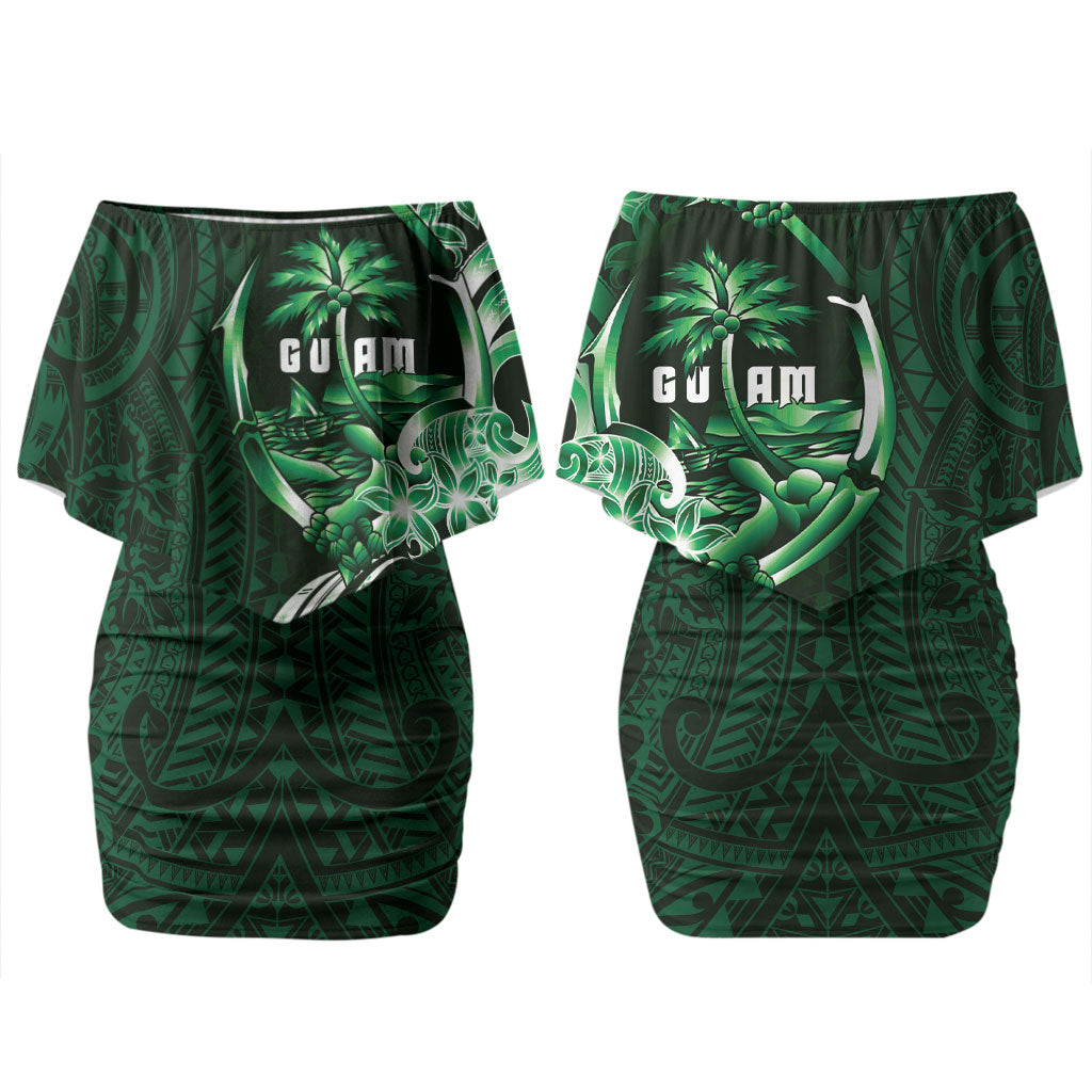 Betde Guam Chamorro Couples Matching Off Shoulder Short Dress and Hawaiian Shirt Guahan Seal Tattoo LT14 - Polynesian Pride