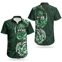 Betde Guam Chamorro Couples Matching Off The Shoulder Long Sleeve Dress and Hawaiian Shirt Guahan Seal Tattoo LT14 - Polynesian Pride