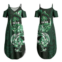 Betde Guam Chamorro Family Matching Summer Maxi Dress and Hawaiian Shirt Guahan Seal Tattoo LT14 Mom's Dress Green - Polynesian Pride