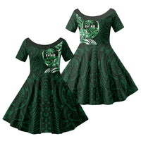 Betde Guam Chamorro Family Matching Summer Maxi Dress and Hawaiian Shirt Guahan Seal Tattoo LT14 Daughter's Dress Green - Polynesian Pride