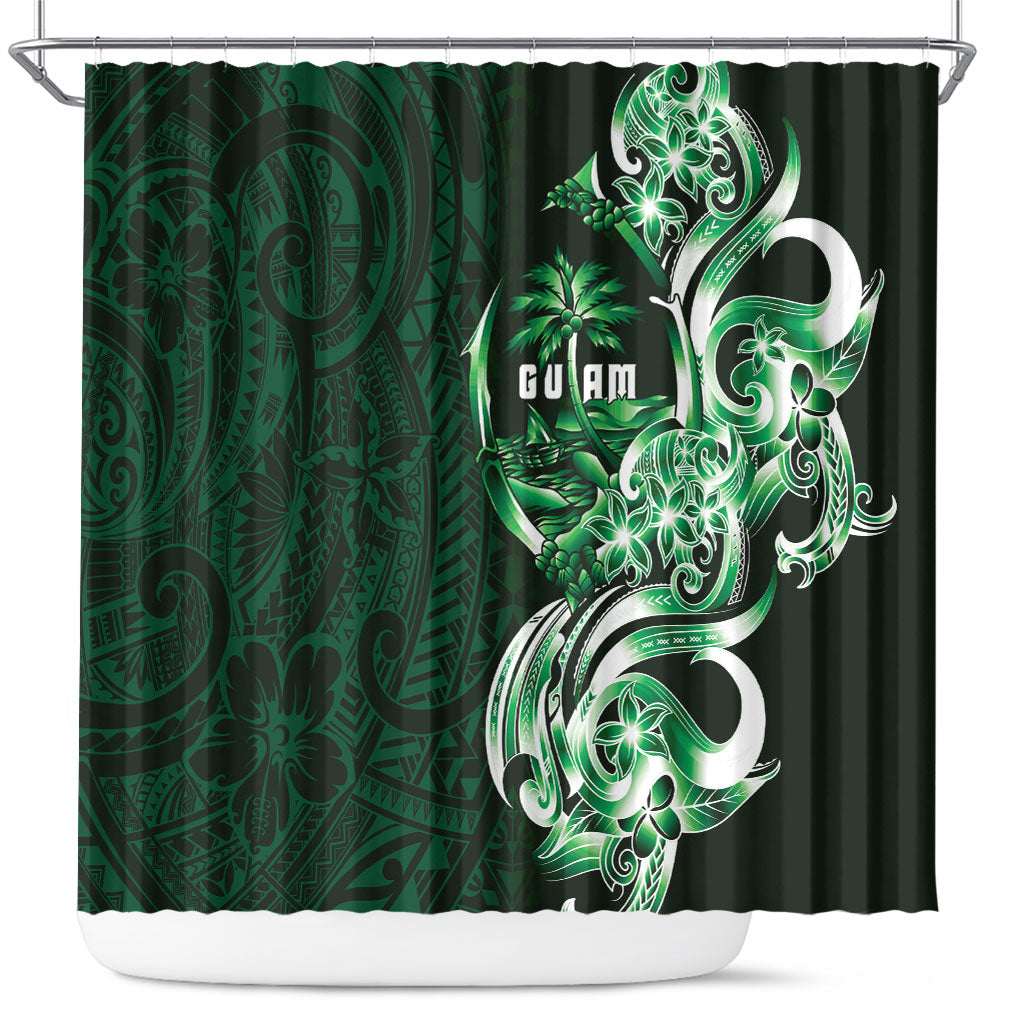 Betde Guam Chamorro Shower Curtain Guahan Seal Tattoo LT14 Green - Polynesian Pride