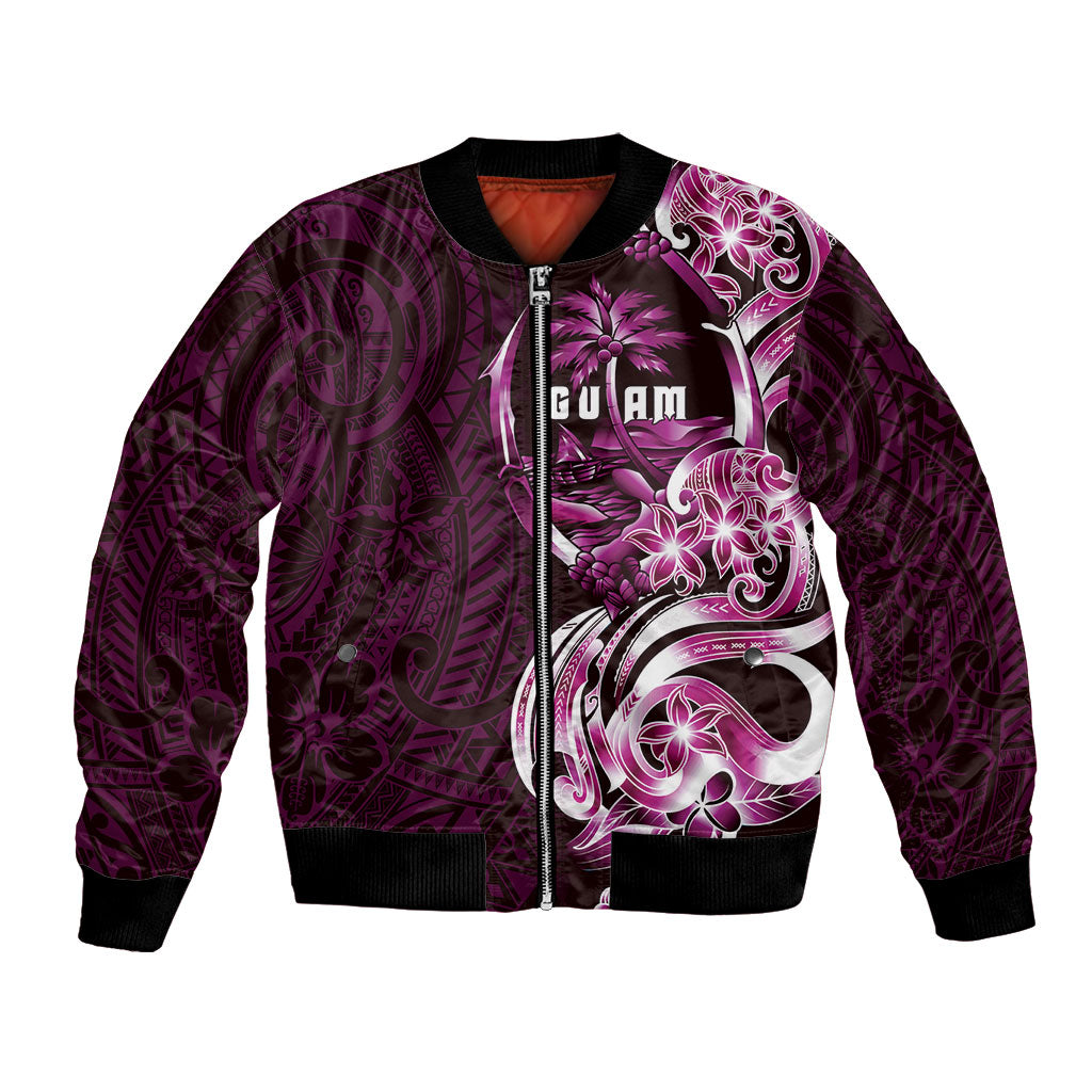 Kulot Di Rosa Guam Chamorro Bomber Jacket Guahan Seal Tattoo LT14 Unisex Pink - Polynesian Pride