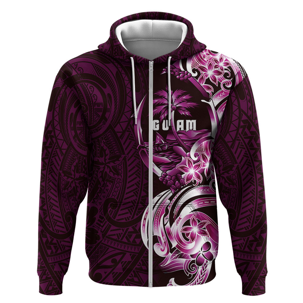 Kulot Di Rosa Guam Chamorro Hoodie Guahan Seal Tattoo LT14 Zip Hoodie Pink - Polynesian Pride