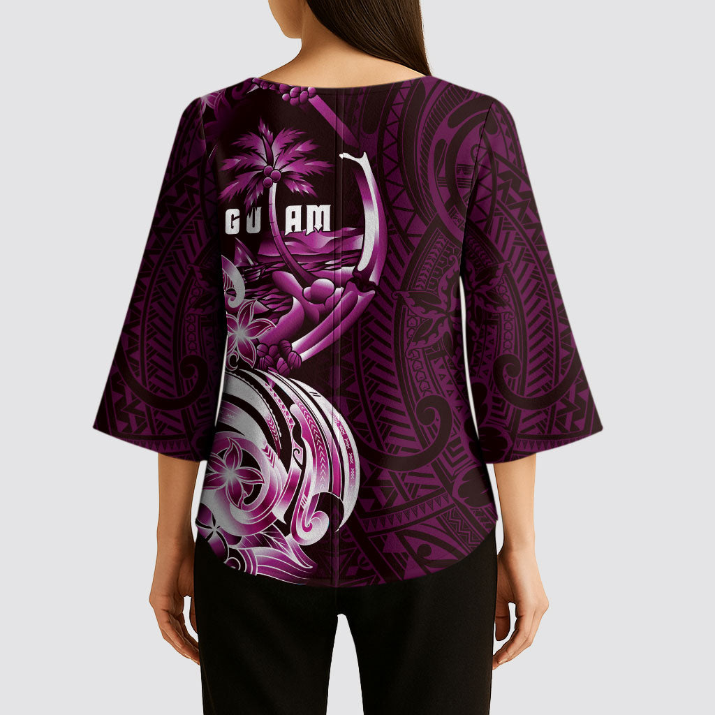Kulot Di Rosa Guam Chamorro Kimono Sleeve Blouse Guahan Seal Tattoo LT14 - Polynesian Pride