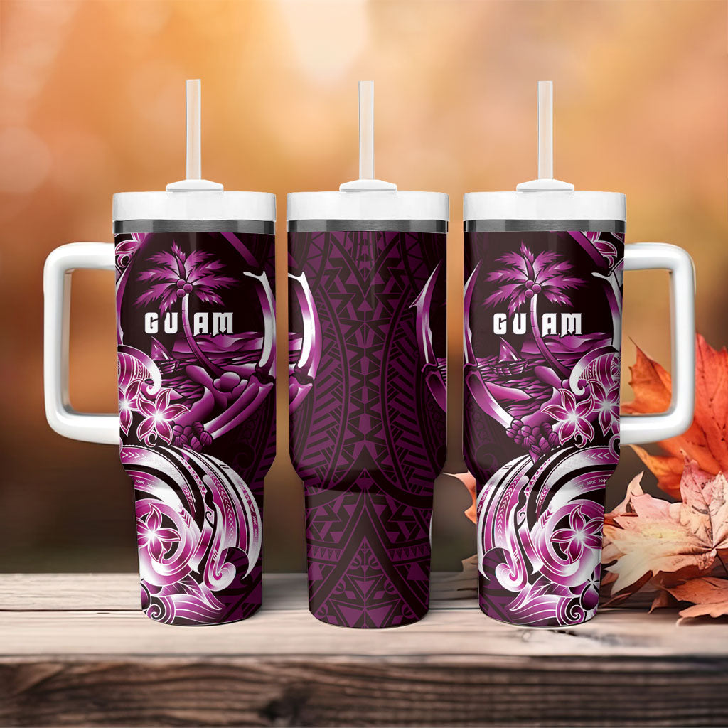 Kulot Di Rosa Guam Chamorro Tumbler With Handle Guahan Seal Tattoo LT14 - Polynesian Pride