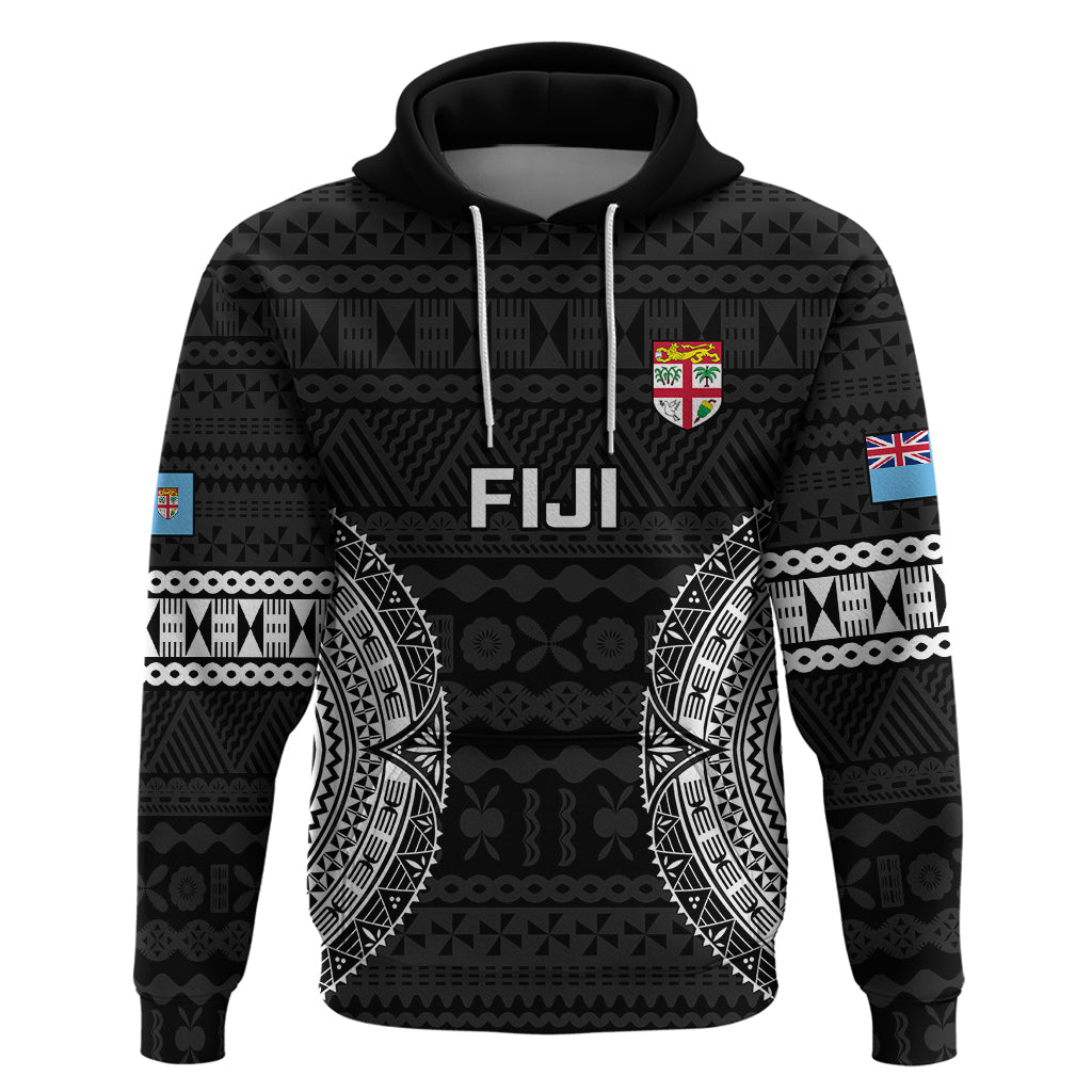 Fiji Rugby Hoodie 2023 Fijian Tapa Pattern World Cup Black LT14 Pullover Hoodie Black - Polynesian Pride