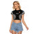 Fiji Rugby Raglan Cropped T Shirt 2023 Fijian Tapa Pattern World Cup Black LT14 Female Black - Polynesian Pride
