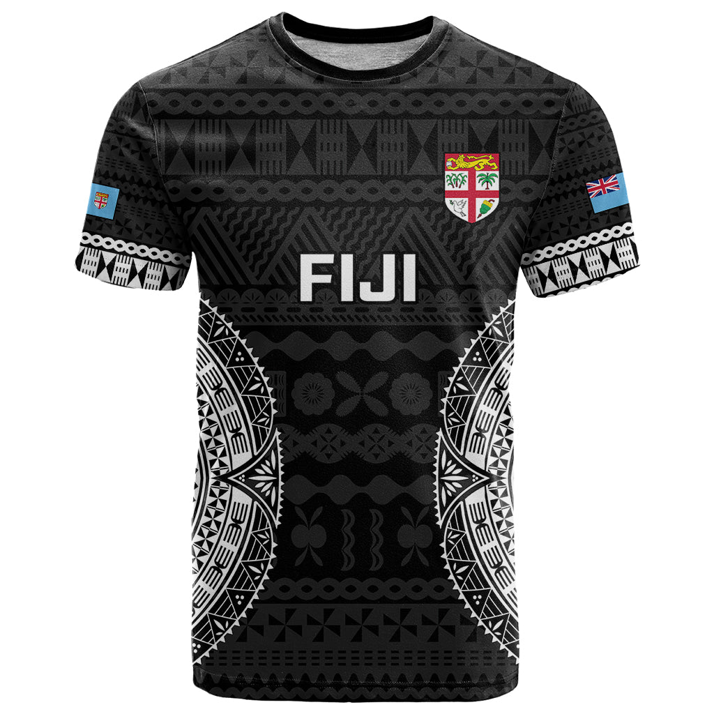 Custom Fiji Rugby T Shirt 2023 Fijian Tapa Pattern World Cup Black LT14 Black - Polynesian Pride