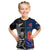 New Zealand And France Rugby Kid T Shirt All Black With Les Bleus Together 2023 World Cup LT14 Black - Polynesian Pride