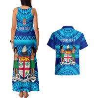 Personalised Fiji Couples Matching Tank Maxi Dress and Hawaiian Shirt Unique Fijian Tapa Pattern With Coat Of Arms LT14 - Polynesian Pride