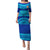 Personalised Fiji Puletasi Unique Fijian Tapa Pattern With Coat Of Arms LT14 Long Dress Blue - Polynesian Pride