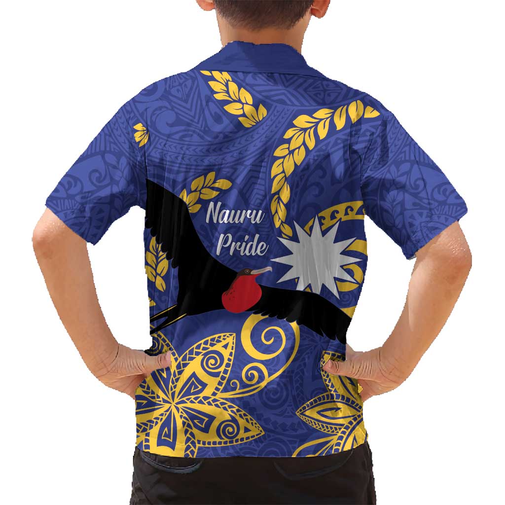 Nauru Angam Day Family Matching Summer Maxi Dress and Hawaiian Shirt Naoero Frigate Bird Polynesian Pattern