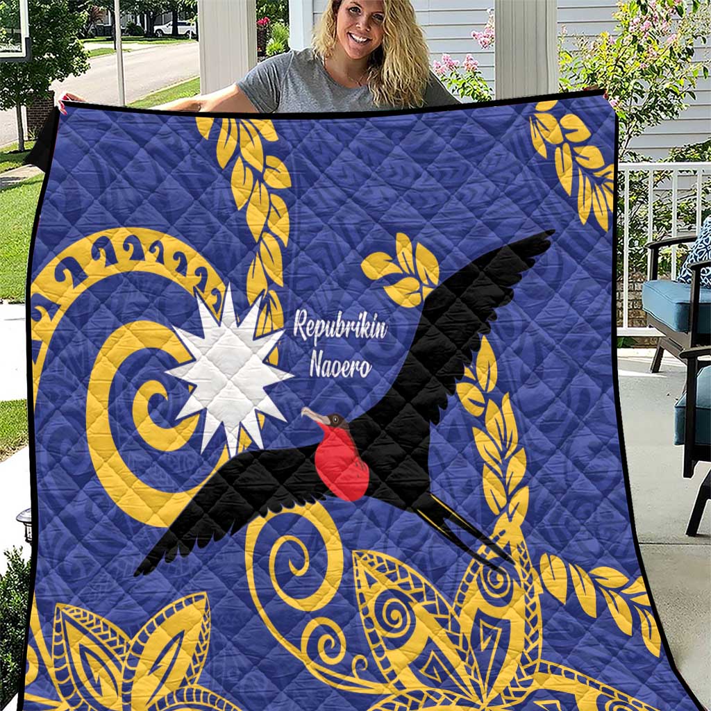 Nauru Angam Day Quilt Naoero Frigate Bird Polynesian Pattern LT14 Blue - Polynesian Pride