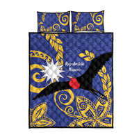 Nauru Angam Day Quilt Bed Set Naoero Frigate Bird Polynesian Pattern