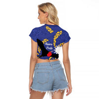Nauru Angam Day Raglan Cropped T Shirt Naoero Frigate Bird Polynesian Pattern