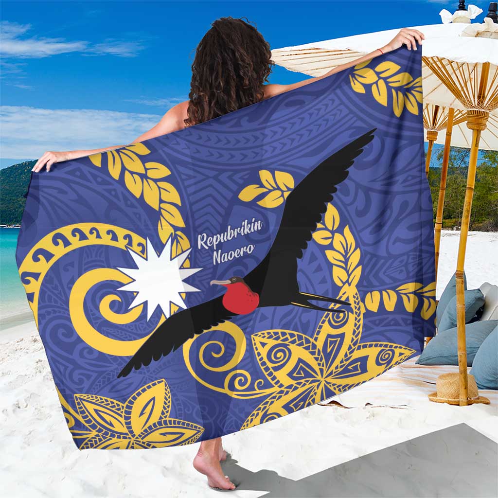 Nauru Angam Day Sarong Naoero Frigate Bird Polynesian Pattern LT14 One Size 44 x 66 inches Blue - Polynesian Pride