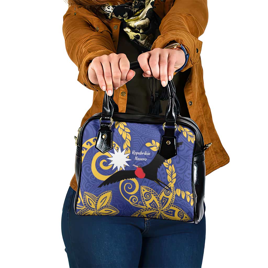 Nauru Angam Day Shoulder Handbag Naoero Frigate Bird Polynesian Pattern LT14 One Size Blue - Polynesian Pride