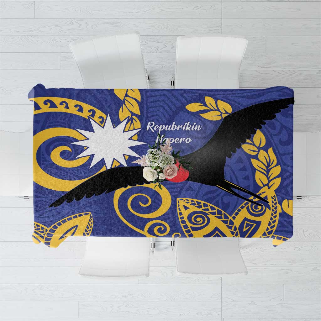 Nauru Angam Day Tablecloth Naoero Frigate Bird Polynesian Pattern LT14 Blue - Polynesian Pride