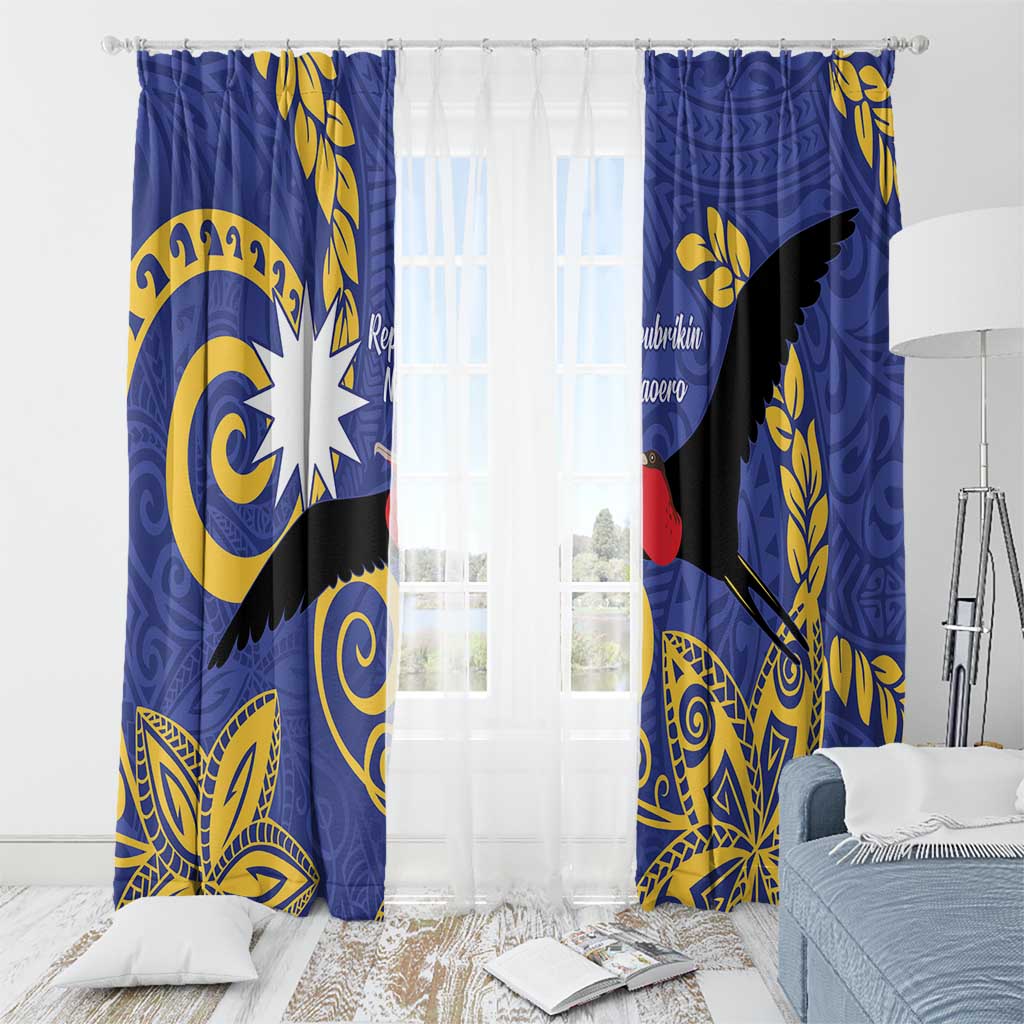 Nauru Angam Day Window Curtain Naoero Frigate Bird Polynesian Pattern